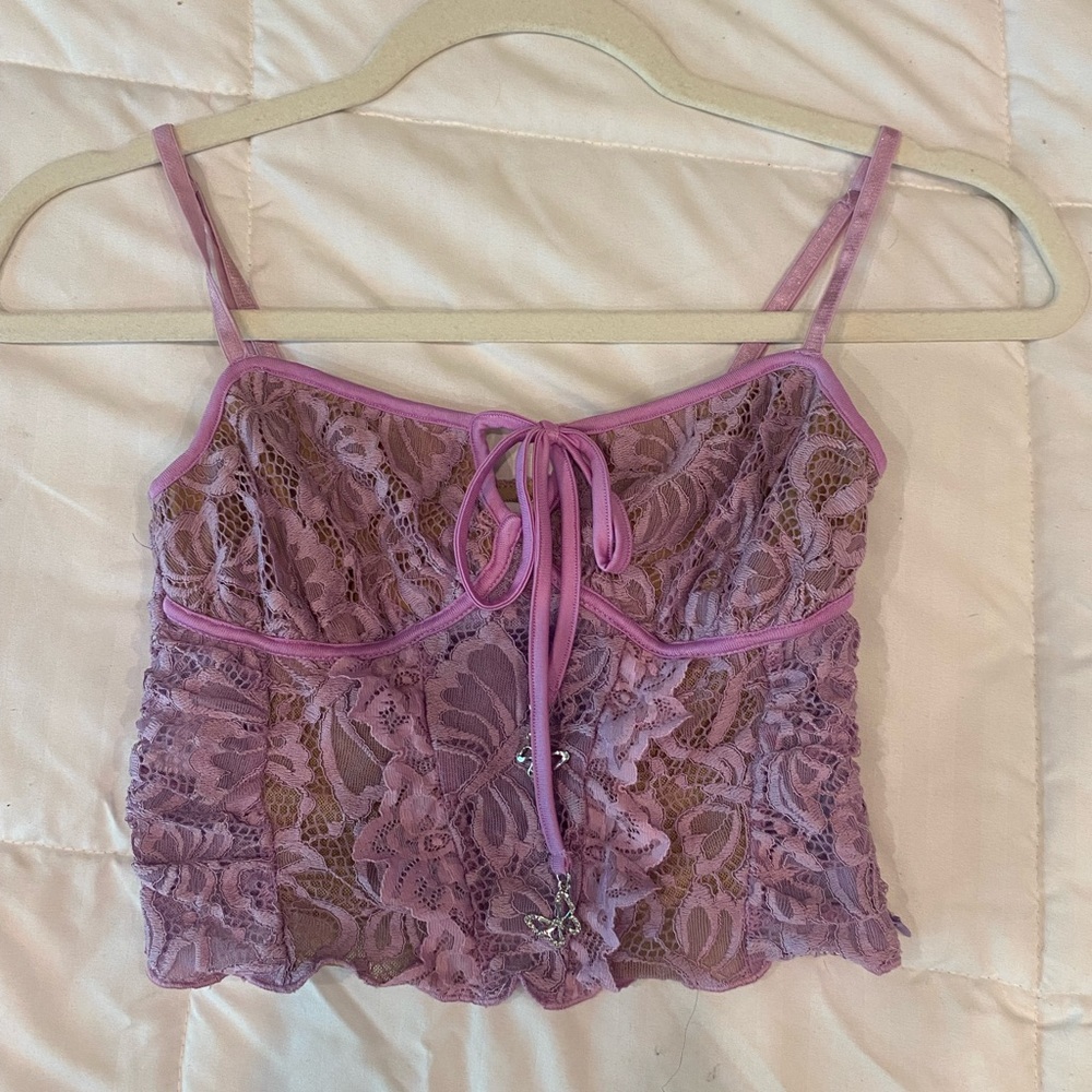 Tiger mist purple lace crop top